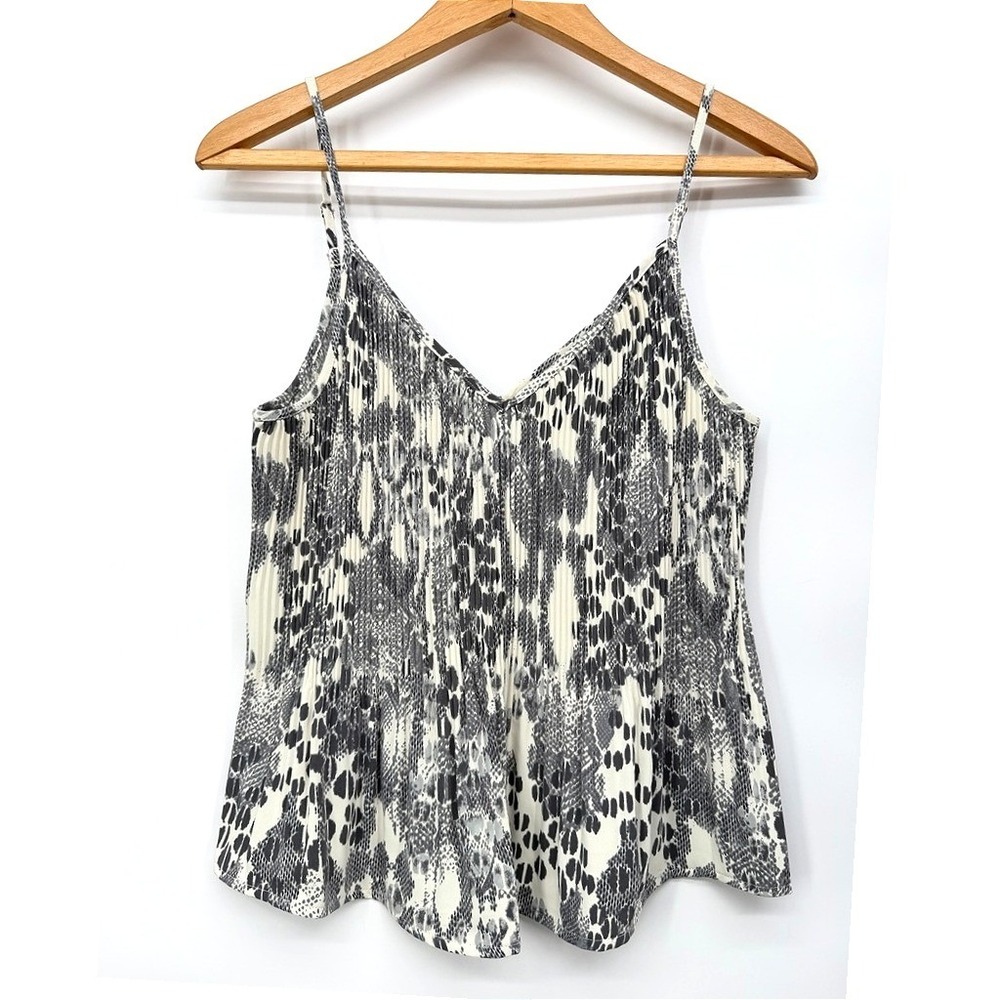 Express Cami Top Snake Animal Print Pleated Crinkle V-Neck Adj Strap Size Small